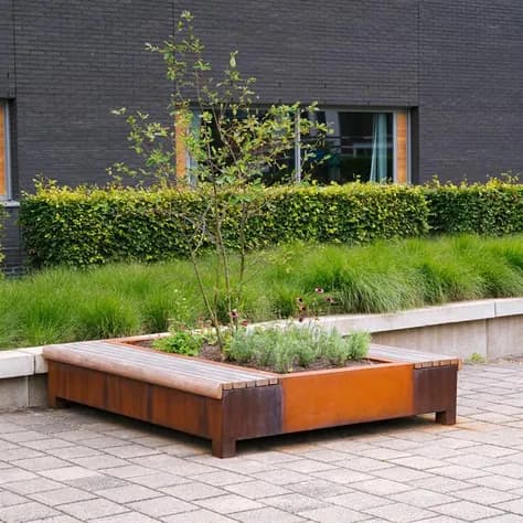 AROS avec double banc Acier corten