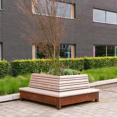 AROS avec banc d'angle Acier corten