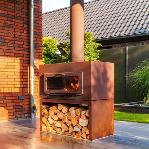 Porte pour cheminée à l'extérieur  Acier corten