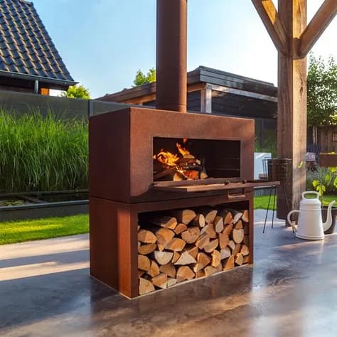 Porte pour cheminée à l'extérieur  Acier corten