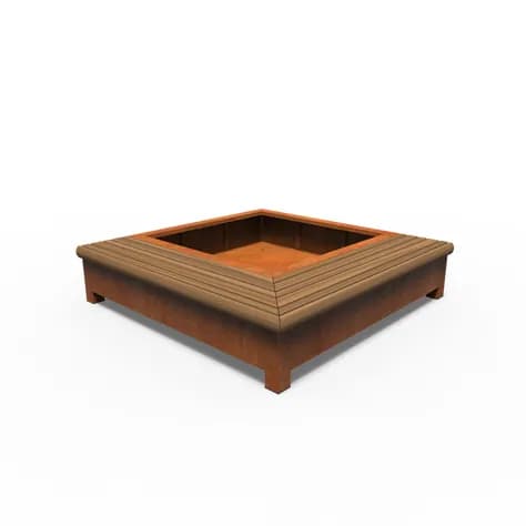 AROS avec banc d'angle Acier corten