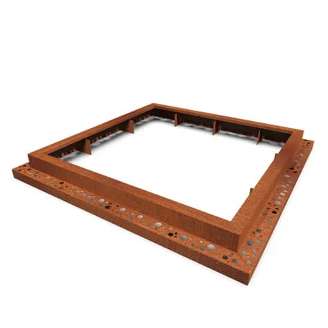Miroir d'arbre carré 1950 Acier corten