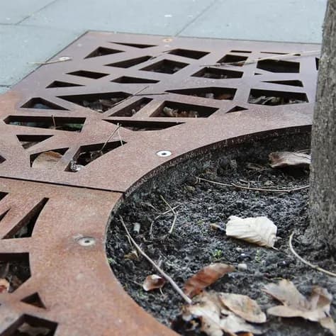 Grilles d'arbres carré 1950 Acier corten