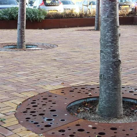 Grilles d'arbres ronde 1950 Acier corten